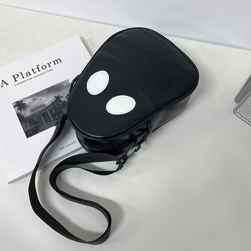 Crossbody Bag For Outdoor Funny Faceless Pattern Leather Pack