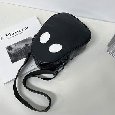 Crossbody Bag For Outdoor Funny Faceless Pattern Leather Pack