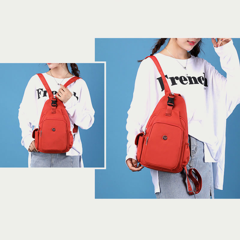 Multifunctional Sling Bag For Women Portable Waterproof Nylon Backpack