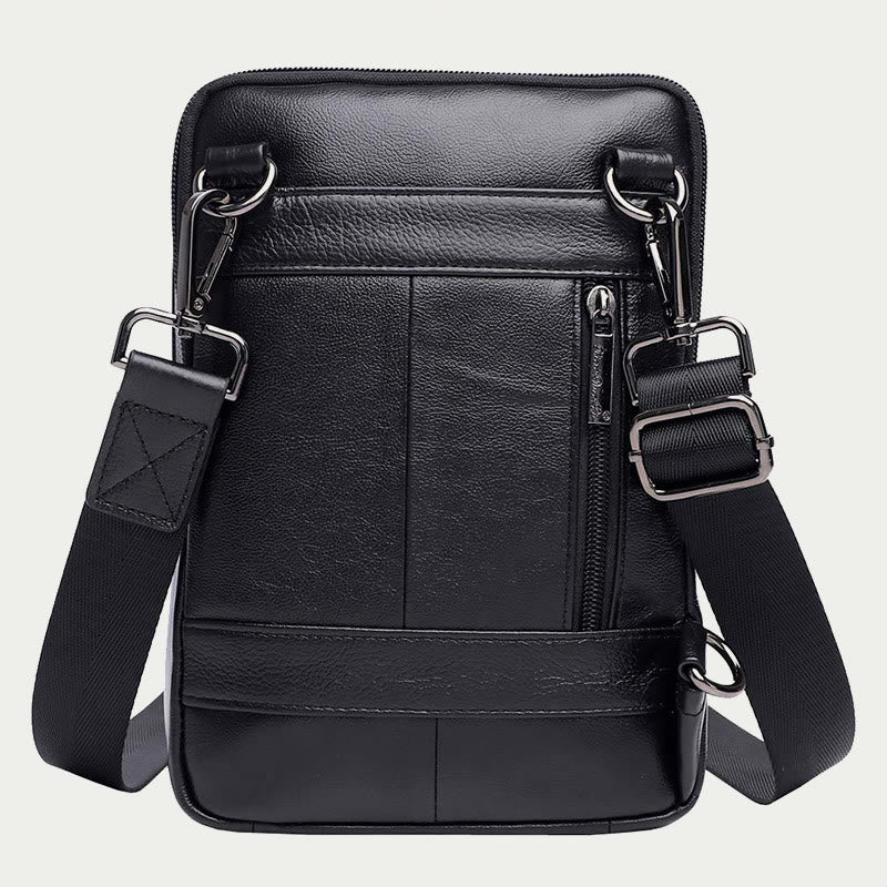 Messenger Bag For Men Three Styles Pockets Leather Crossbody Bag