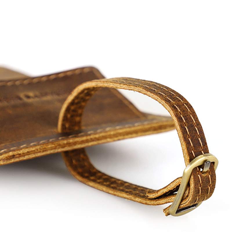 Retro Leather Airtag Holder Luggage Tag