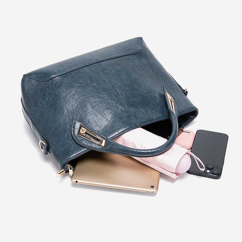 Vintage Tote For Women Wax Genuine Leather Crossbody Bag