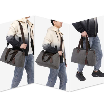 Triple Compartment Canvas Totes Handbag Multifunction Casual Crossbody Shoulder Purse