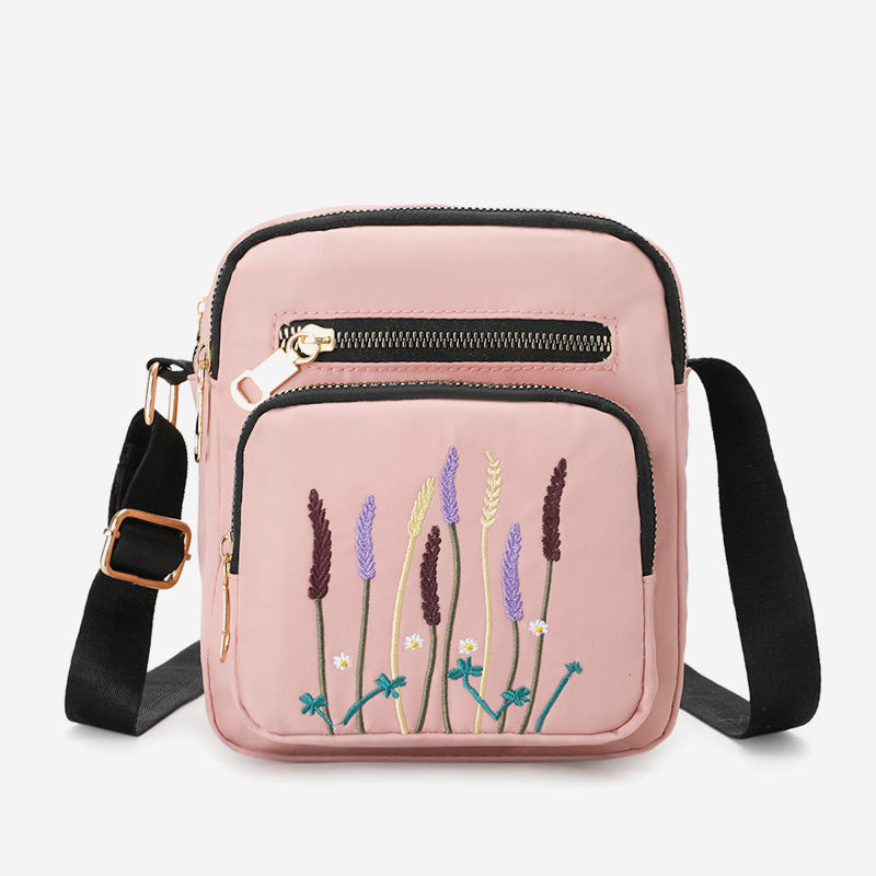 Lightweight Water & Tear Resist Women Purse Multi-pocket Embroidery Crossbody Bag Shoulder Bag