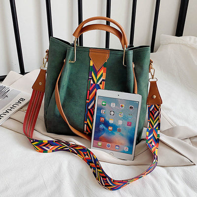 Top-Handle Bag For Women Vintage Frosted Large Capacity Two-Piece Shoulder Bag