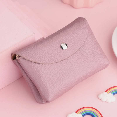 Genuine Leather Coin Purse Mini Wallet Card Holder with Zipper Pocket