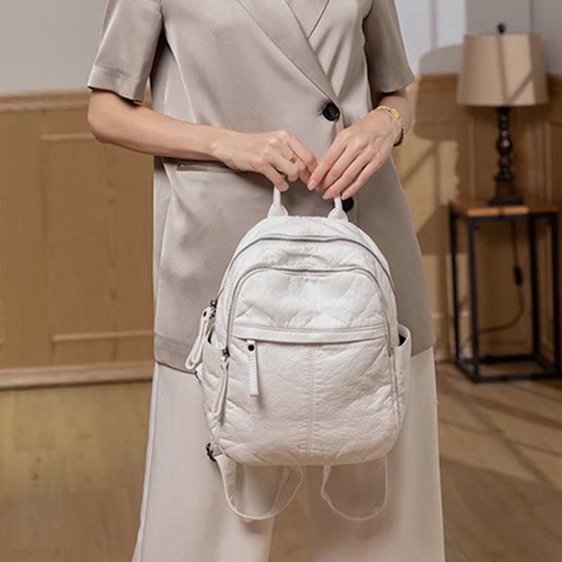 Soft Leather Backpack for Women Fashion Designer Travel Ladies Daypack