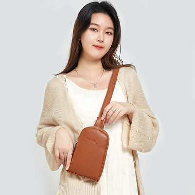 Lightweight Casual Sling Bag for Women PU Leather Small Crossbody Backpack