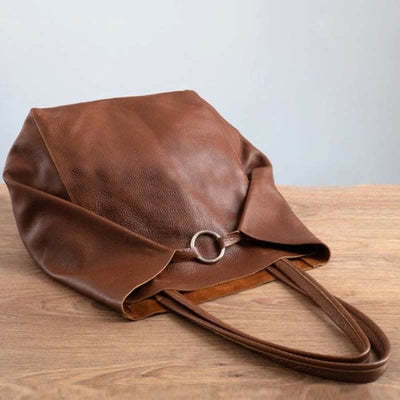 Large Capacity Soft Leather Tote Bag Handbag Shopper Purse with Pouch