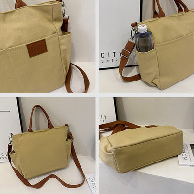 Simple Tote Bag For Women Daily Portable Canvas Crossbody Bag