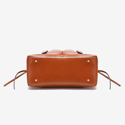Retro Square Tote For Women Soft Oil Wax Leather Handbag