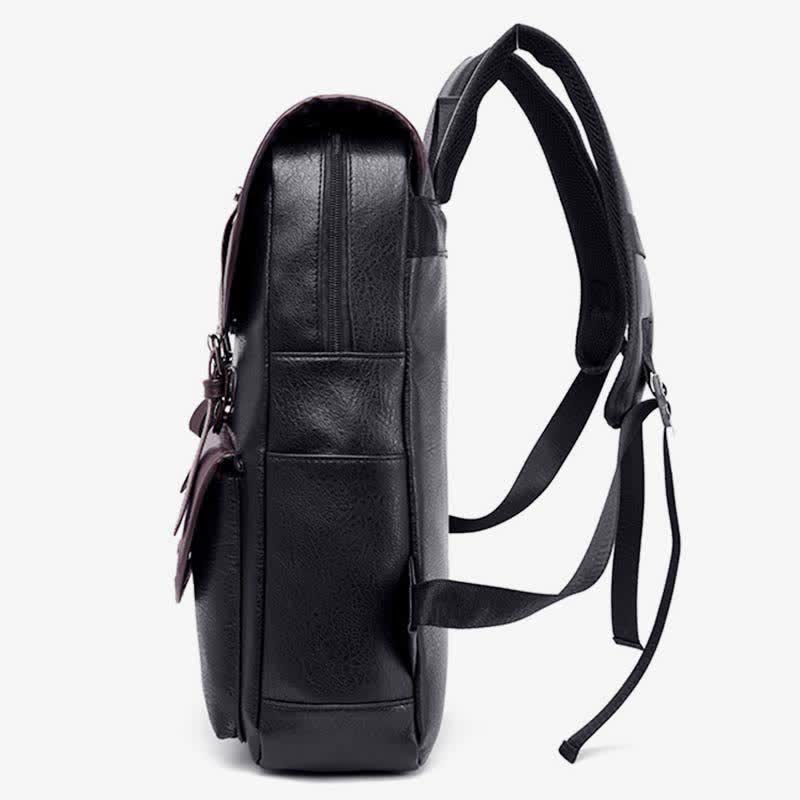 Leather Laptop Backpack for Men Large Capacity College Travel Office Daypack