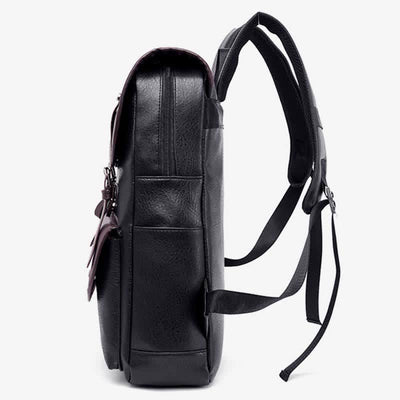 Leather Laptop Backpack for Men Large Capacity College Travel Office Daypack