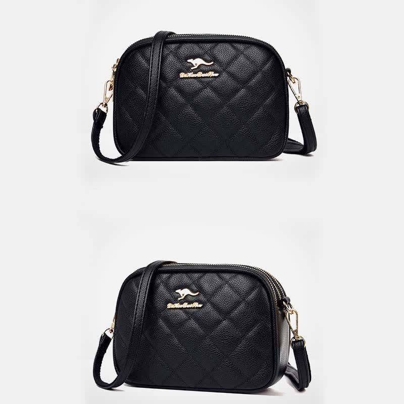 3 Zip Crossbody Bag for Women Faux Leather Quilted Small Shoulder Purse