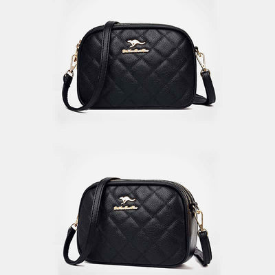 3 Zip Crossbody Bag for Women Faux Leather Quilted Small Shoulder Purse