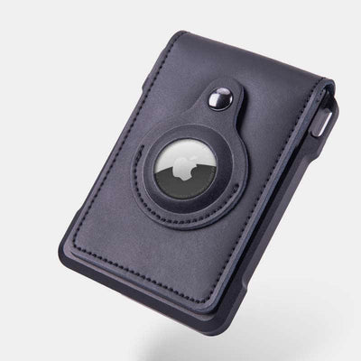 Genuine Leather Airtag Wallet RFID Blocking Quick Access Badge Card Holder