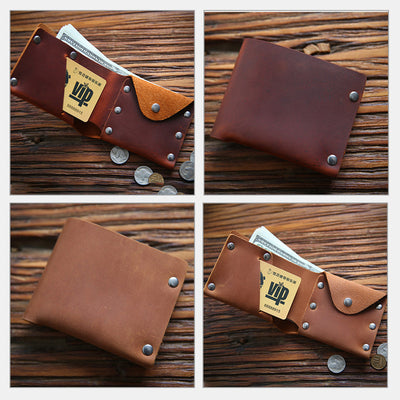 Vintage  Rivet Genuine Leather Wallet