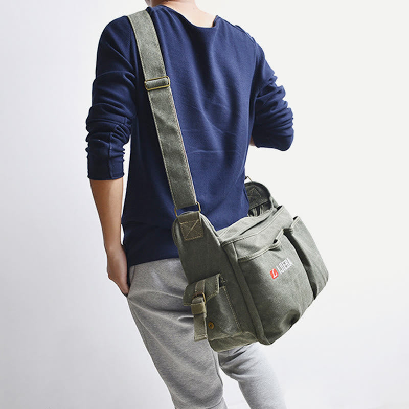 Messenger Bag For Men Vintage Canvas Large Crossbody Kit