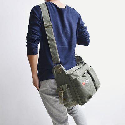 Messenger Bag For Men Vintage Canvas Large Crossbody Kit