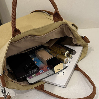 Simple Tote Bag For Women Daily Portable Canvas Crossbody Bag