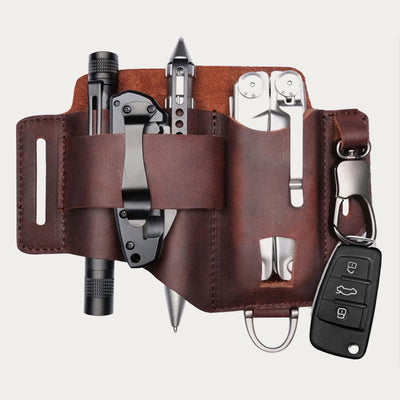 Leather Multitool Sheath For Men EDC Durable Belt Wear