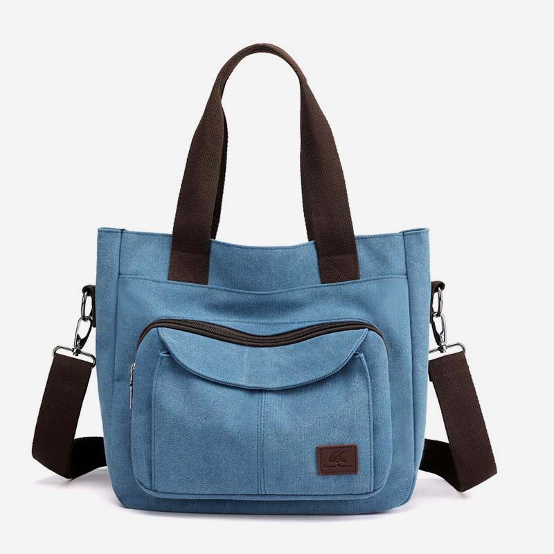 Women's Canvas Top Handle Handbag Multi-pocket Crossbody Shoulder Bag Tote Purse