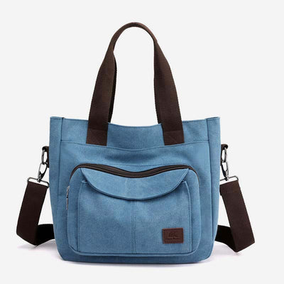 Women's Canvas Top Handle Handbag Multi-pocket Crossbody Shoulder Bag Tote Purse