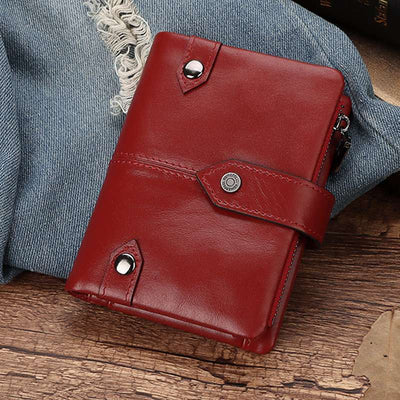Billfold Passcase Wallets for Men Women Durable Genuine Leather Wallet
