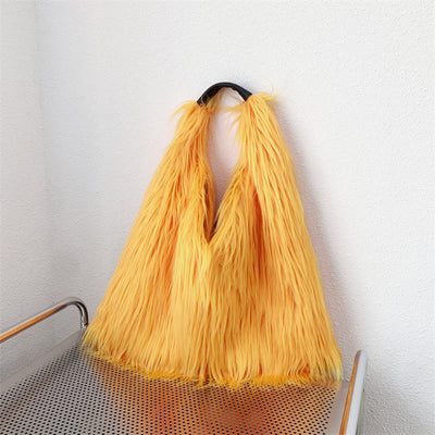 Large Shoulder Bag For Women Party Faux Fur Plush Tote
