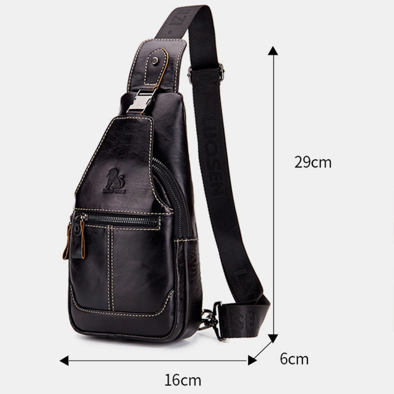 Multi-Pocket Vintage Sling Bag With Headphone Jack