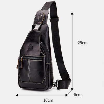 Multi-Pocket Vintage Sling Bag With Headphone Jack