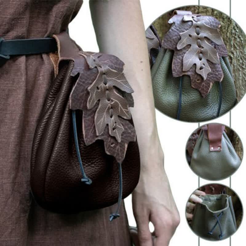 Medieval Renaissance Leather Drawstring Coin Pouch Bag Waist Belt Bag