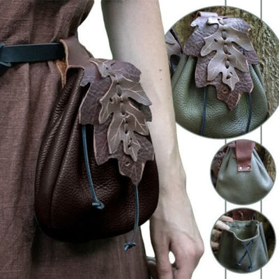 Medieval Renaissance Leather Drawstring Coin Pouch Bag Waist Belt Bag