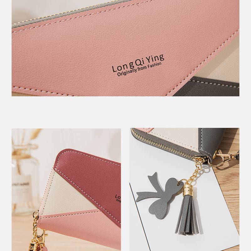 Long Zipper Money Clip Women Envelope Leather Phone Bag