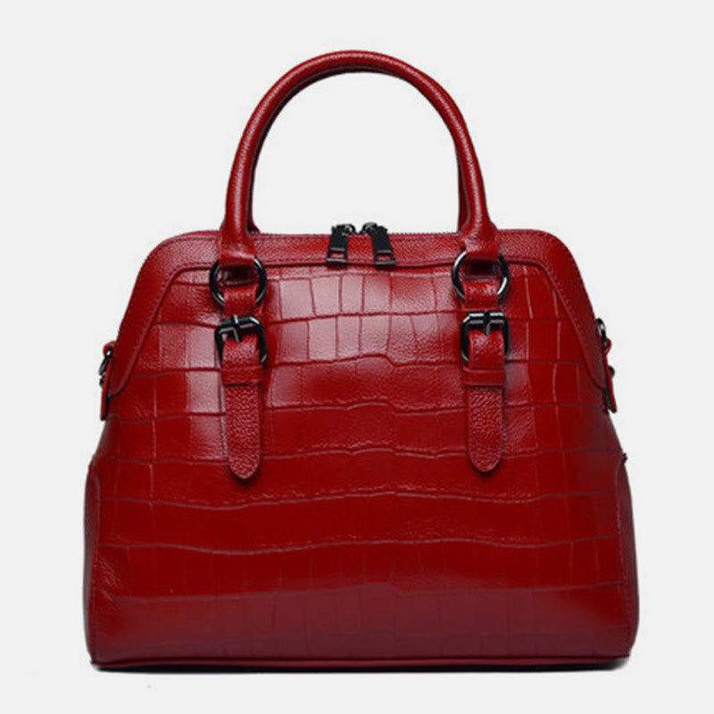 Elegant Handbag Pure Color Crocodile Print Leather Crossbody Bag