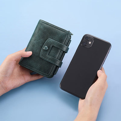 Wallet For Women Retro Slim Leather RFID Shopping Purse