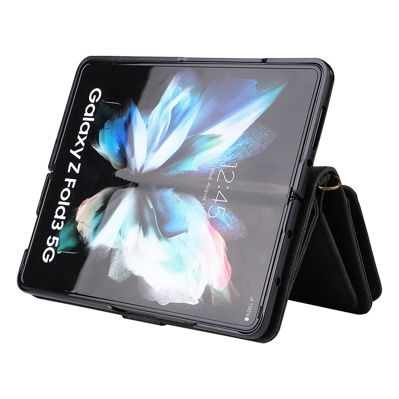 2-In-1 Wallet Case Cell Phone Case for Samsung Z Fold 3 4 Wristlet Zipper Card Holder
