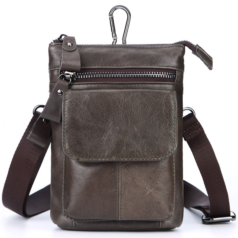 Men's Outdoor Leather Multi-function Waist Bag