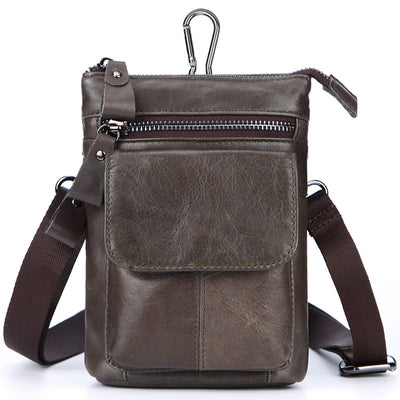 Men's Outdoor Leather Multi-function Waist Bag