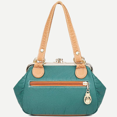 Retro Double Layer Kiss-Lock Shoulder Handbag Party Evening Purse with Crossbody Chain