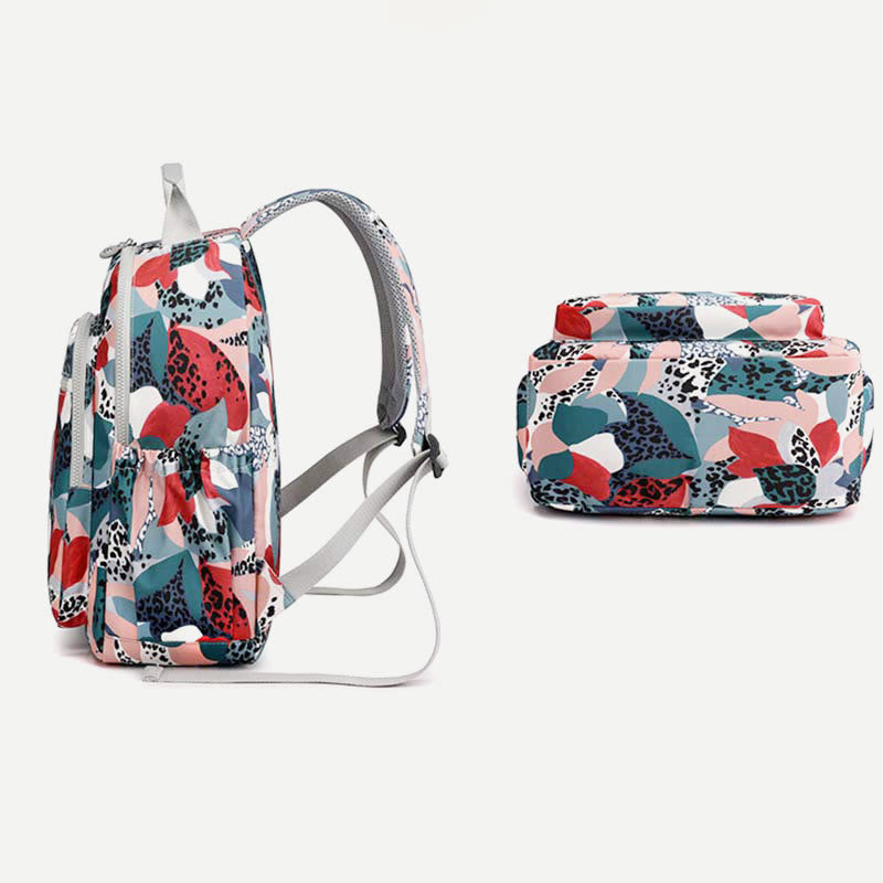 Backpack for Women Waterproof Multi-Compartment Printing Casual Nylon Lightweight Schoolbag
