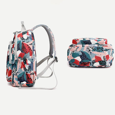 Backpack for Women Waterproof Multi-Compartment Printing Casual Nylon Lightweight Schoolbag