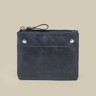 Retro Leather Coin Pouch Change Holder for Women Mini Zipper Wallet