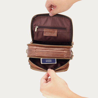 Messenger Bag For Men Business Small Portable Leather Crossbody Bag