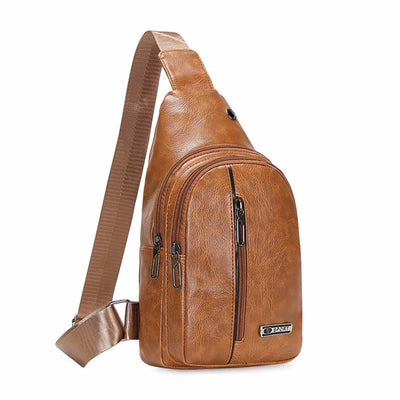 Leather Crossbody Sling Bag Backpack with Adjustable Strap for Outdoor Travel