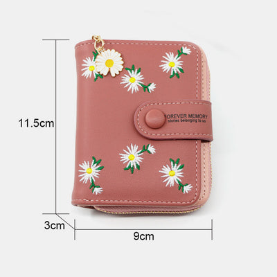 Cute Embroidery Wallet With Coin Purse