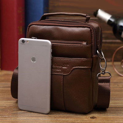 Messenger Bag For Men Vintage Gentle Leather Crossbody Bag