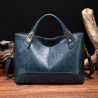 Vintage Tote For Women Wax Genuine Leather Crossbody Bag