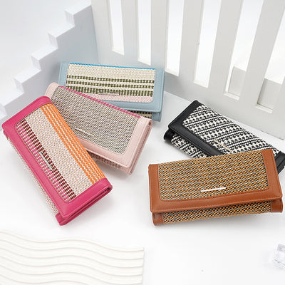 Creative Woven Purse For Women Large Capacity Colorful Wallet