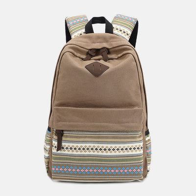 Backpack for Women Colorful Stripe Custom Canvas Student Sport Daypack